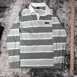 Oakley Men's Vintage Long Sleeve Polo Shirt Size XL, Grey & White